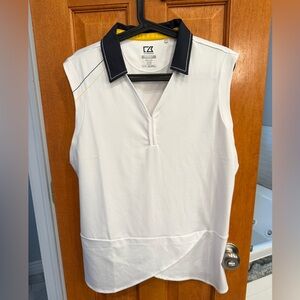 Cutter & Buck White Polo with Black and Yellow Accents